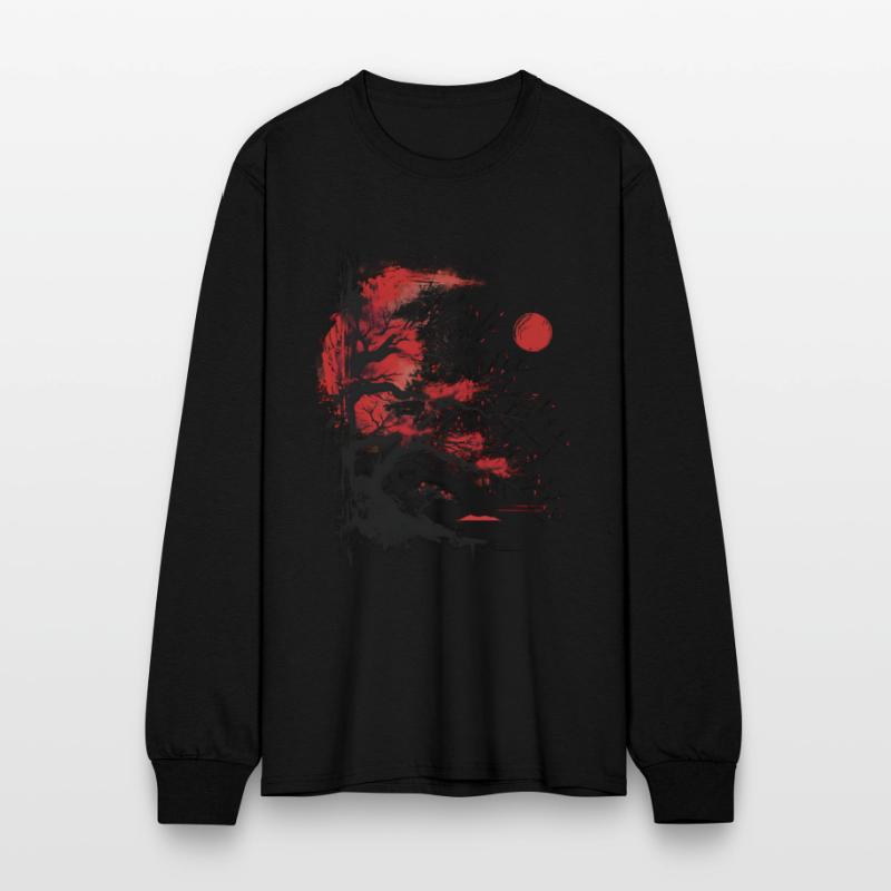 Japanese Tree Aesthetic Buddhism Red Moon