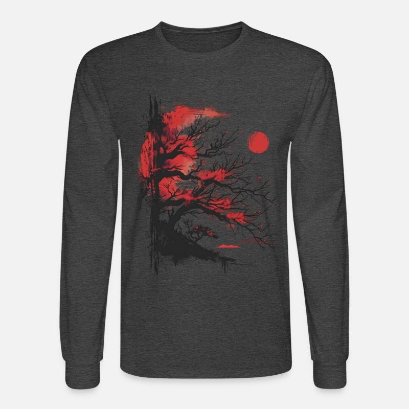 Japanese Tree Aesthetic Buddhism Red Moon