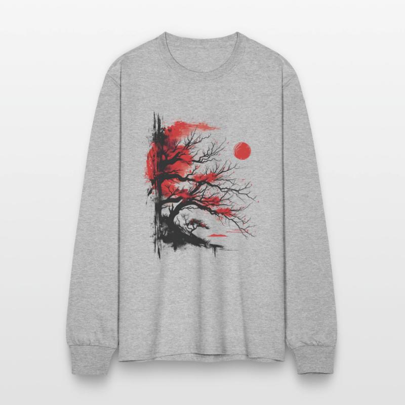 Japanese Tree Aesthetic Buddhism Red Moon
