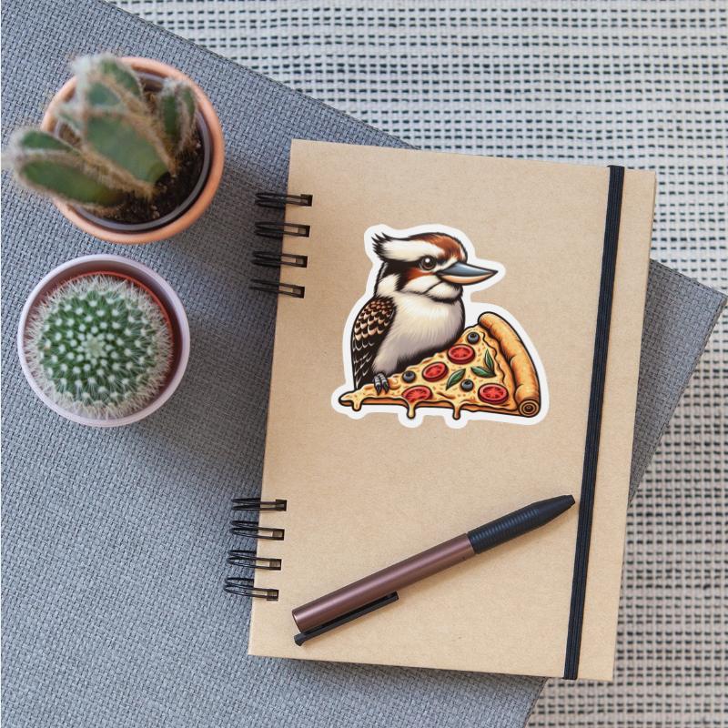 Kookaburra is enjoying a delicious pizza