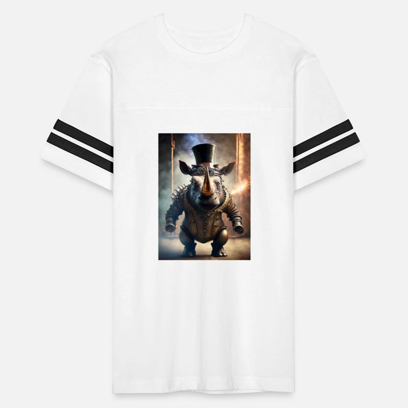 mechanical steampunk rhino wearing goggles