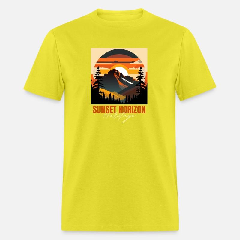 Mountain Illustration T-shirt sunset horizon