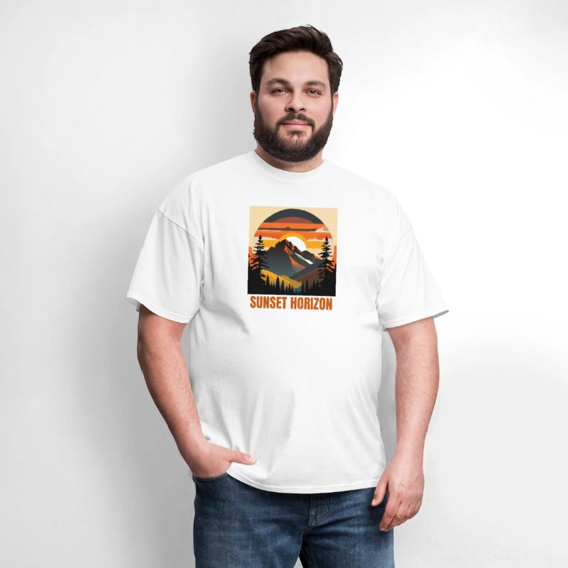 Mountain Illustration T-shirt sunset horizon
