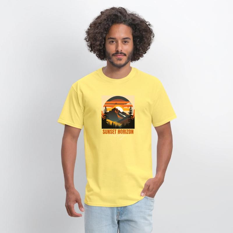 Mountain Illustration T-shirt sunset horizon