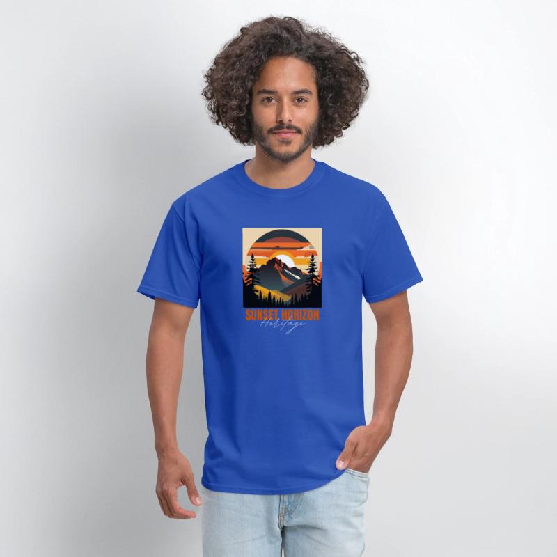 Mountain Illustration T-shirt sunset horizon