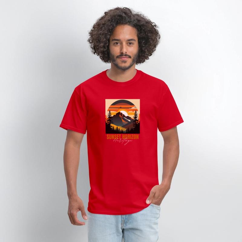 Mountain Illustration T-shirt sunset horizon