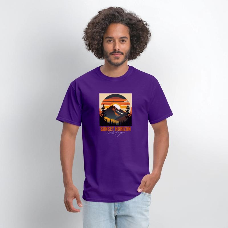Mountain Illustration T-shirt sunset horizon