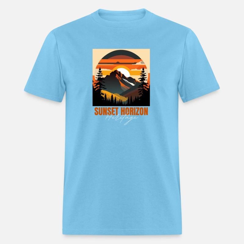 Mountain Illustration T-shirt sunset horizon