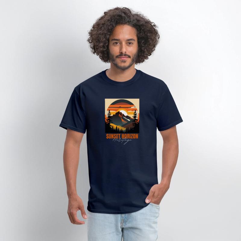 Mountain Illustration T-shirt sunset horizon