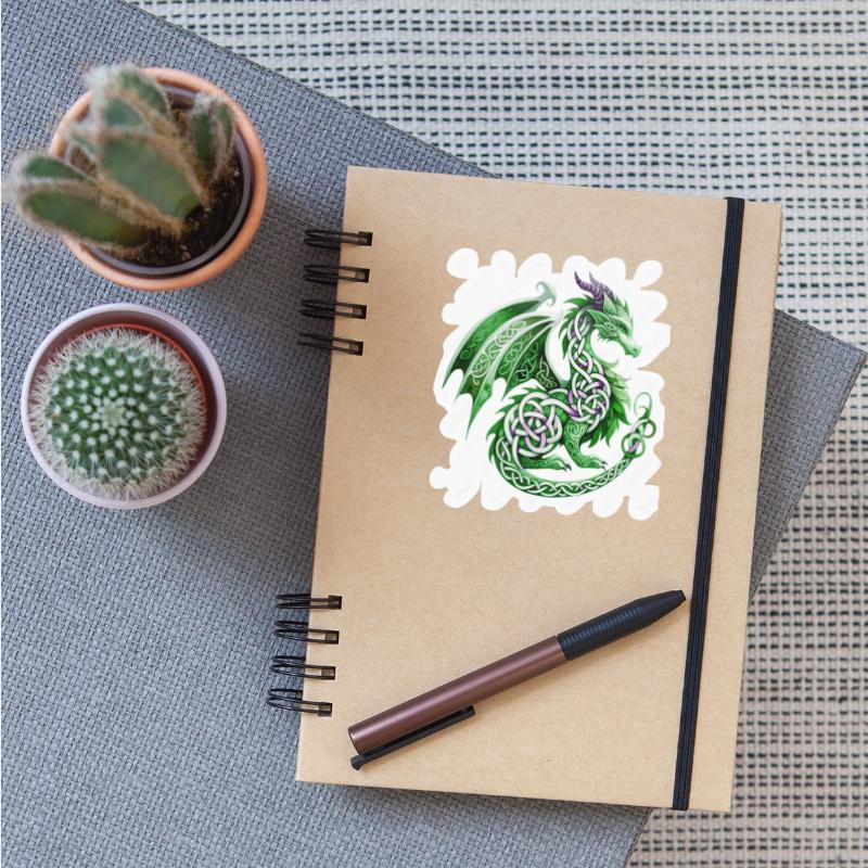 Mythical Green Celtic Dragon Fantasy Art