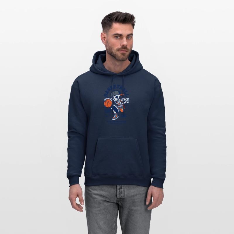 Navy and Orange Illustration Skull Basketball