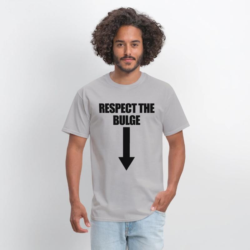 Respect The Bulge Arrow Down Funny Raunchy Men's