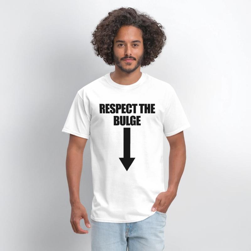 Respect The Bulge Arrow Down Funny Raunchy Men's