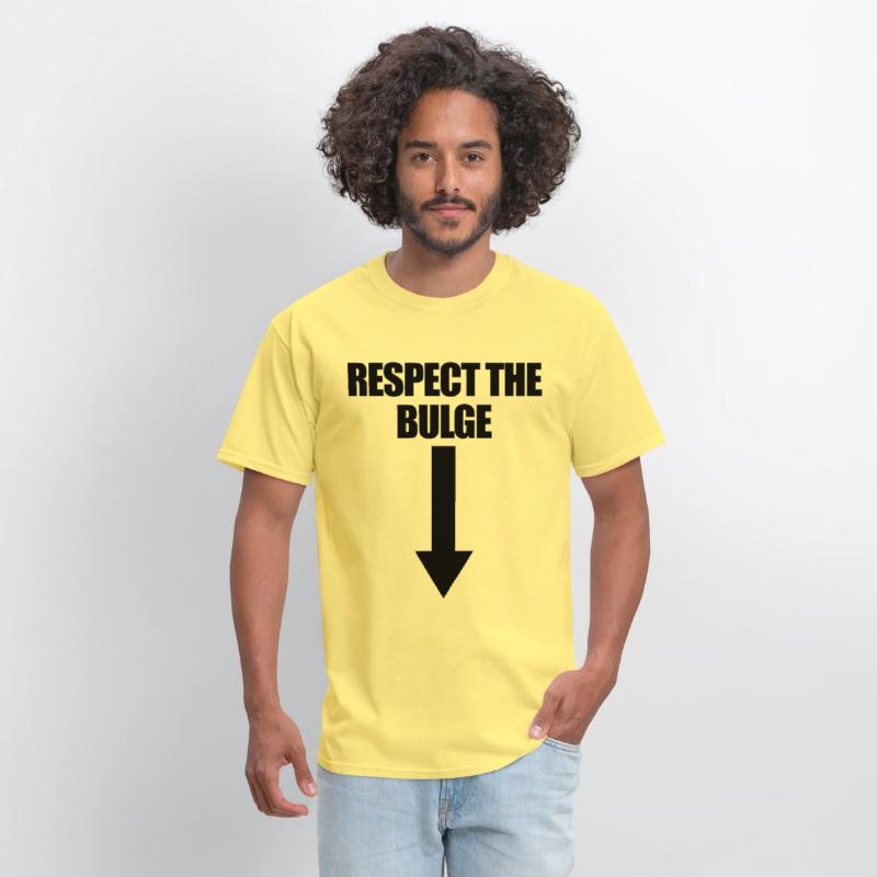 Respect The Bulge Arrow Down Funny Raunchy Men's