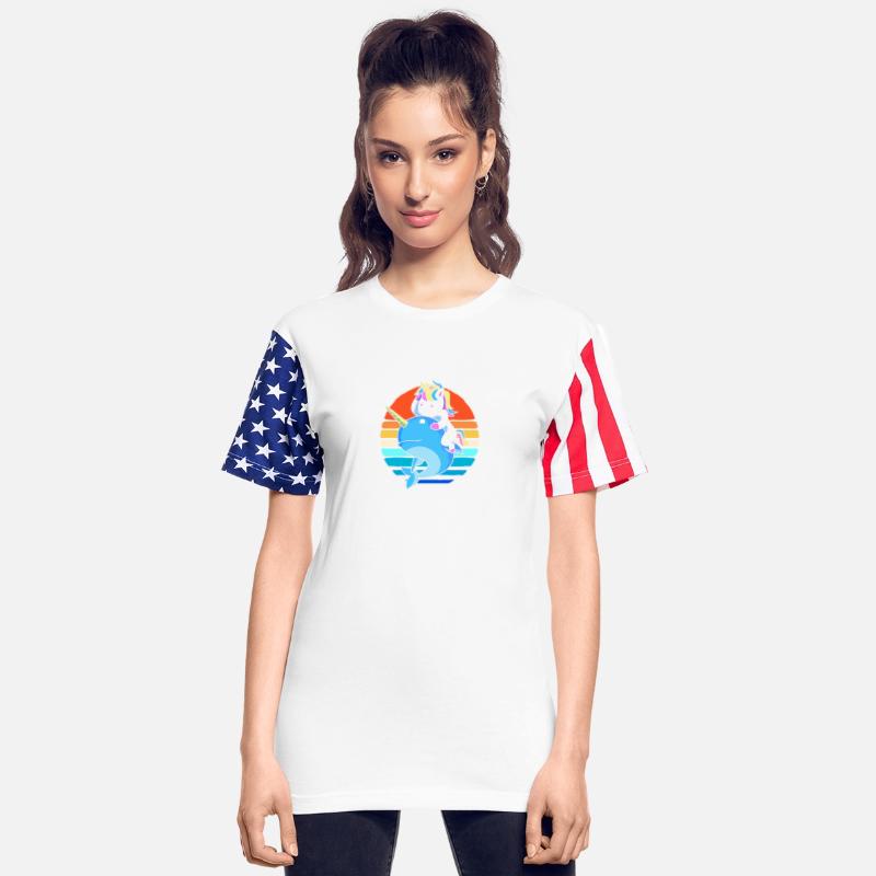 Retro Ocean Animal Unicorn Riding Narwhal