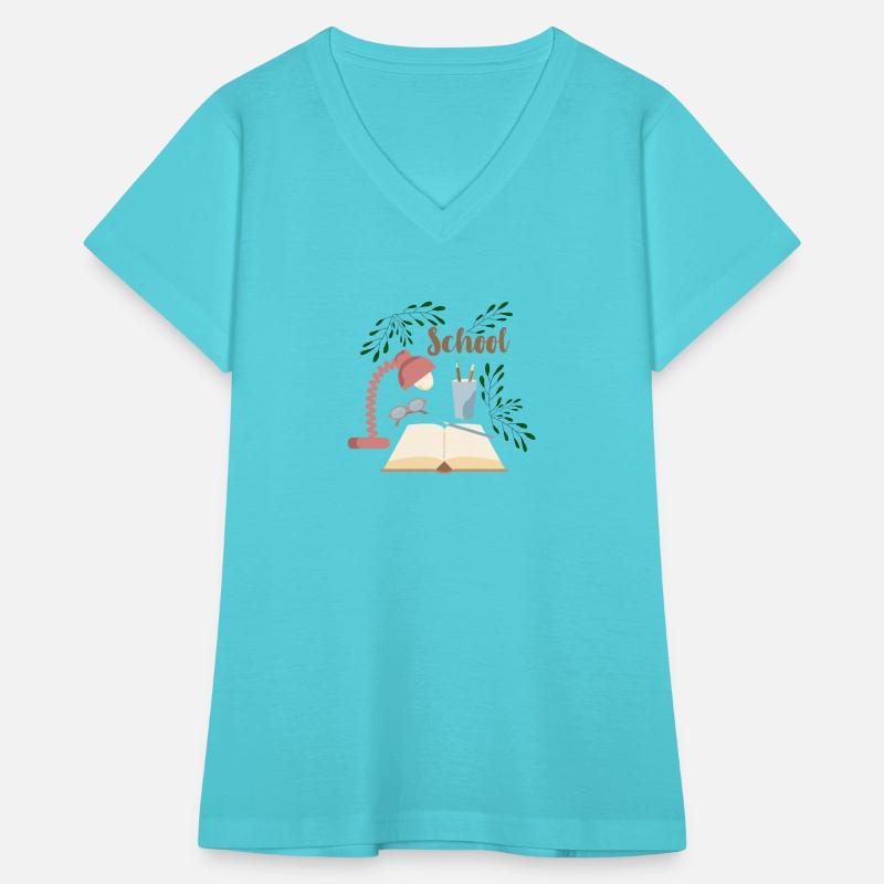 School print with plants open book and eyeglasses