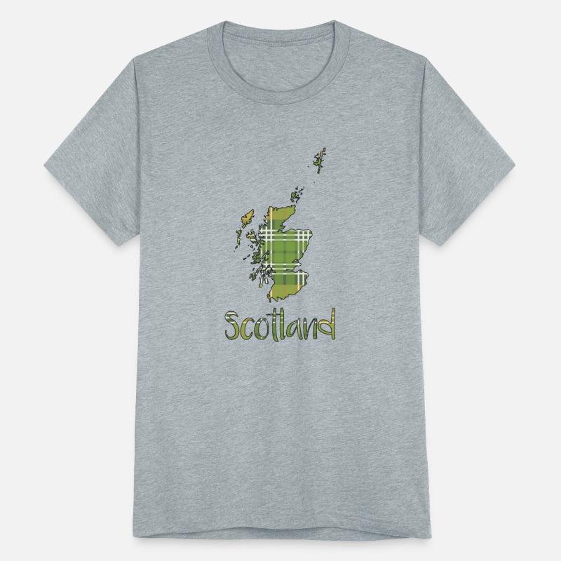 Scotland Green And Yellow Tartan Map Typography