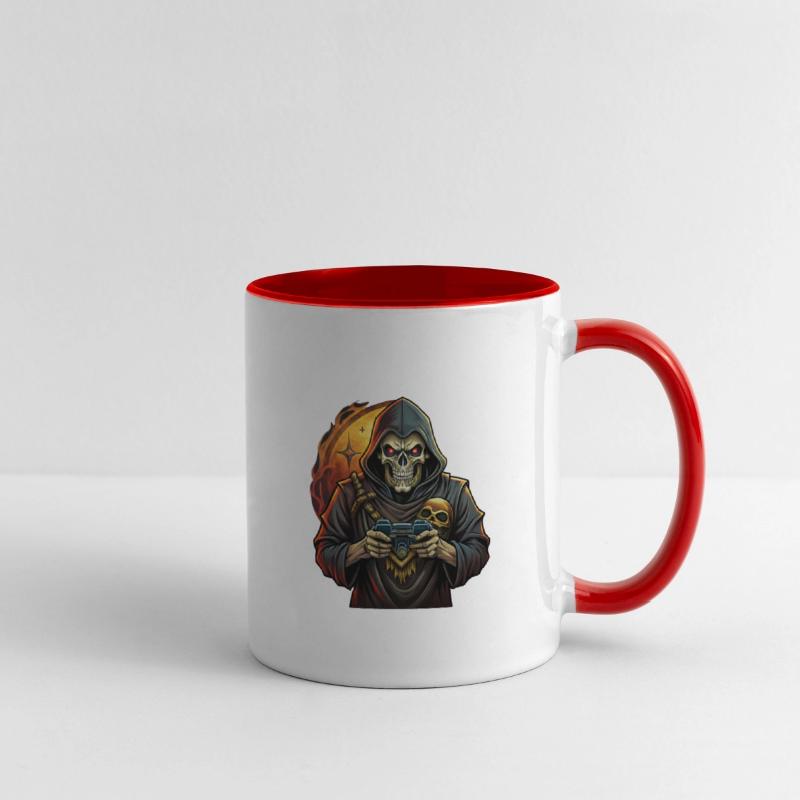 Skull holding a video game console.