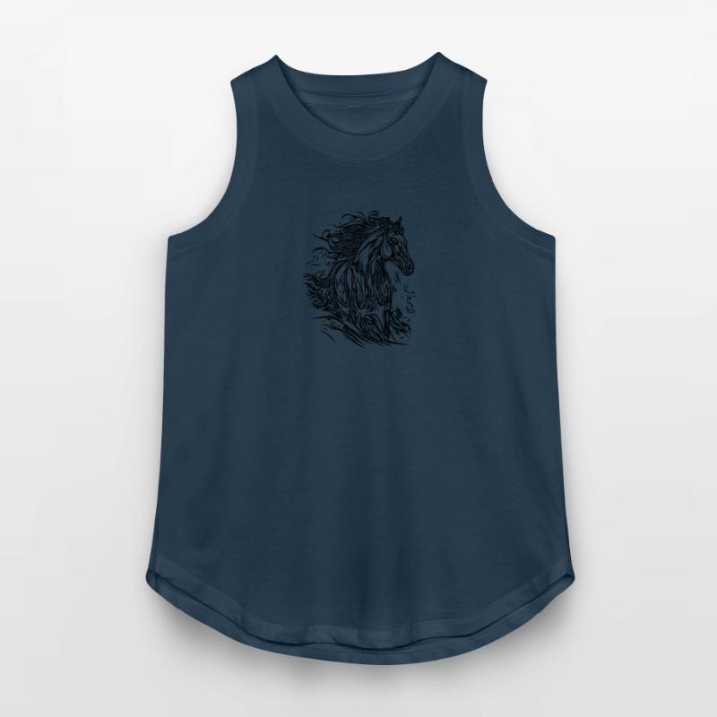 Stallion With Elegant Mane Blowing In The Wind