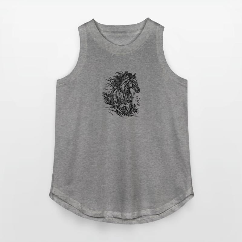 Stallion With Elegant Mane Blowing In The Wind