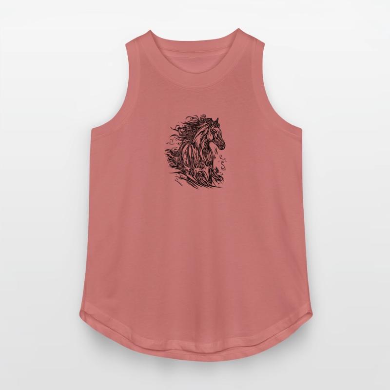 Stallion With Elegant Mane Blowing In The Wind