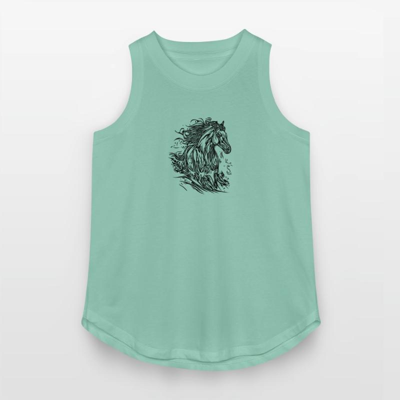 Stallion With Elegant Mane Blowing In The Wind