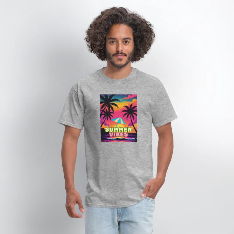 Summer Vibes Retro Sunset, Tropical Beach Palm