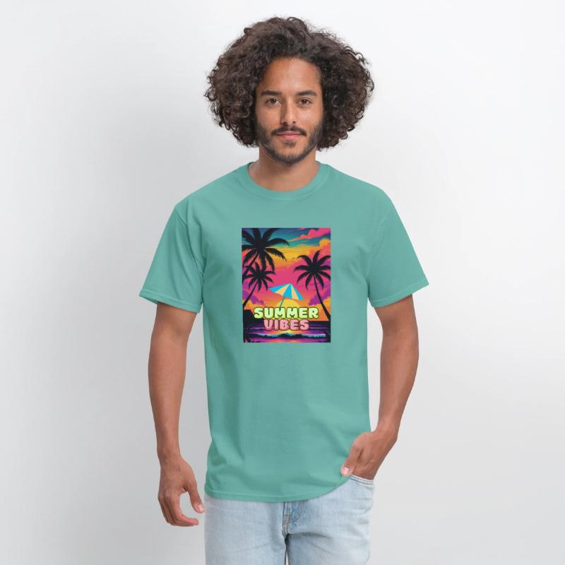 Summer Vibes Retro Sunset, Tropical Beach Palm