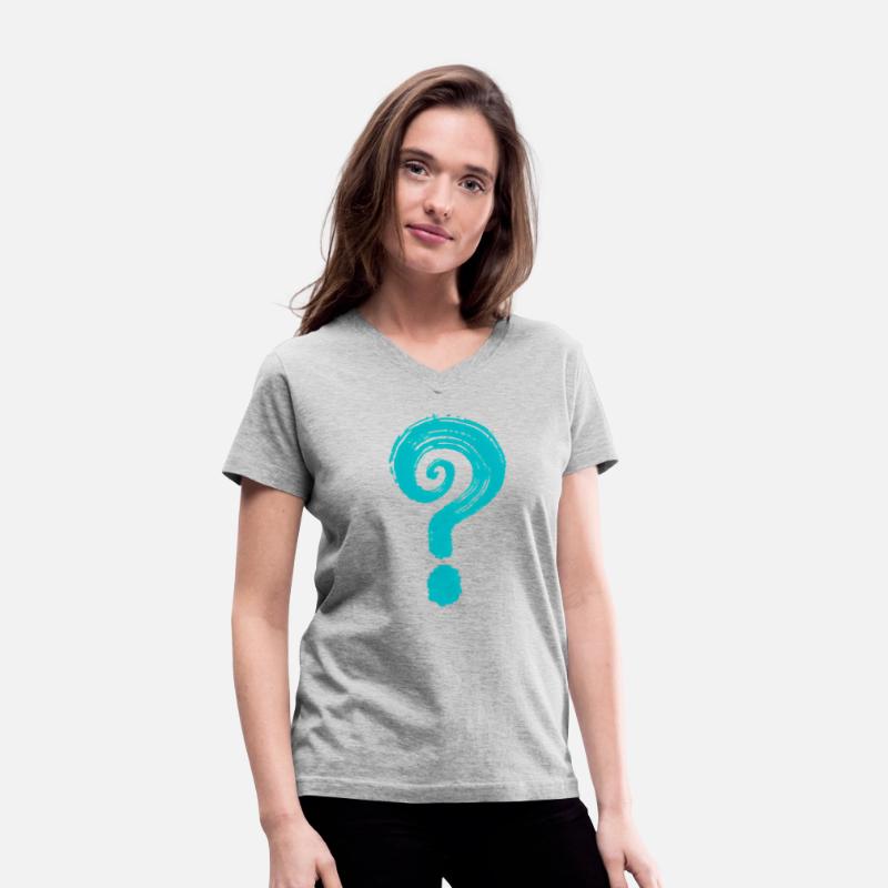 Turquoise Hand Drawn Question Mark On White Back
