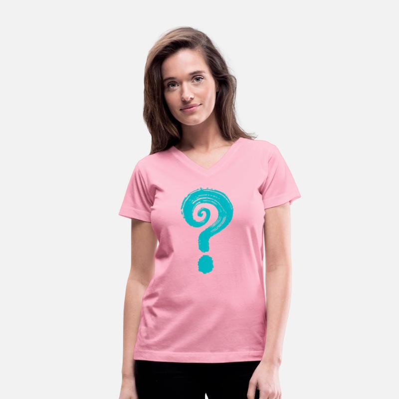 Turquoise Hand Drawn Question Mark On White Back