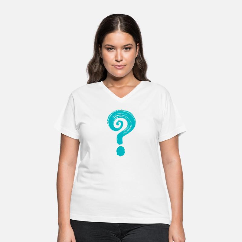 Turquoise Hand Drawn Question Mark On White Back