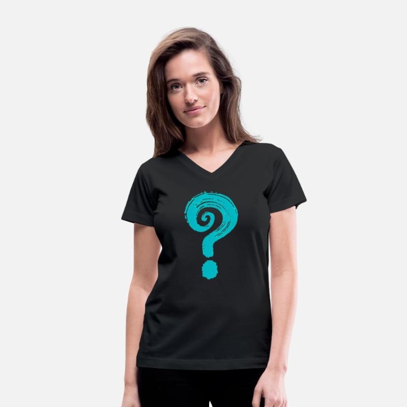 Turquoise Hand Drawn Question Mark On White Back