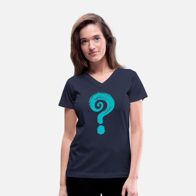 Turquoise Hand Drawn Question Mark On White Back