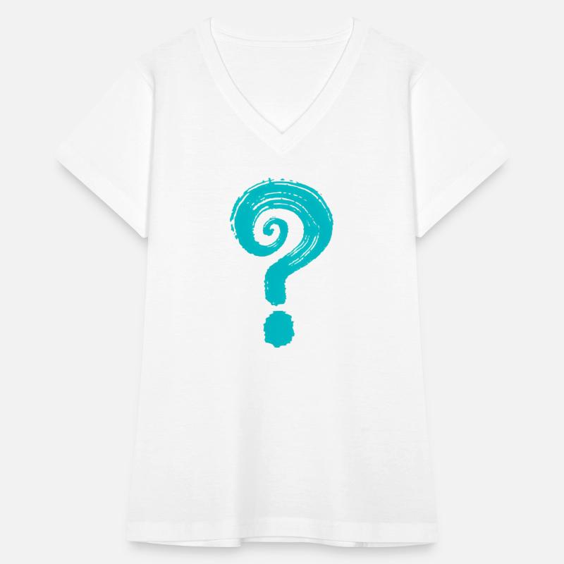 Turquoise Hand Drawn Question Mark On White Back