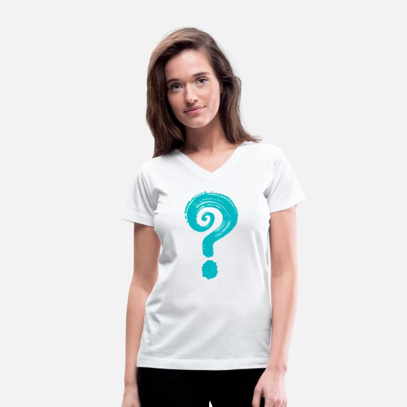 Turquoise Hand Drawn Question Mark On White Back