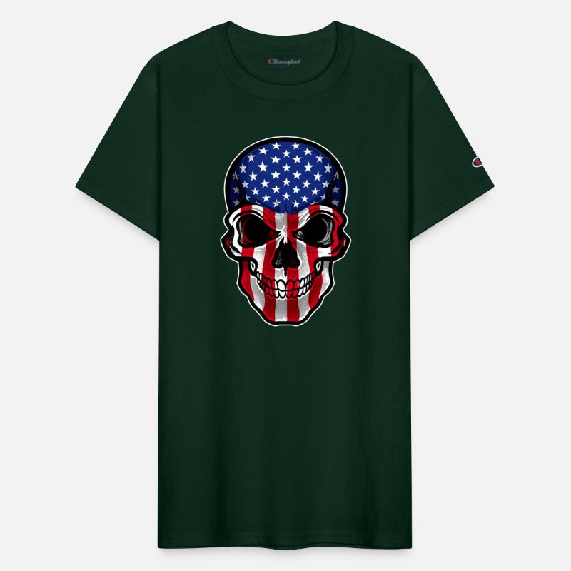 USA Flag Skull United States Patriotic Skeleton