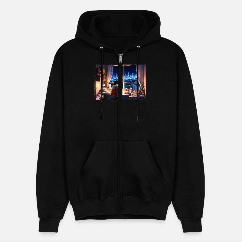 Vibrant Cityscape Anime Art T-Shirt, Window View N