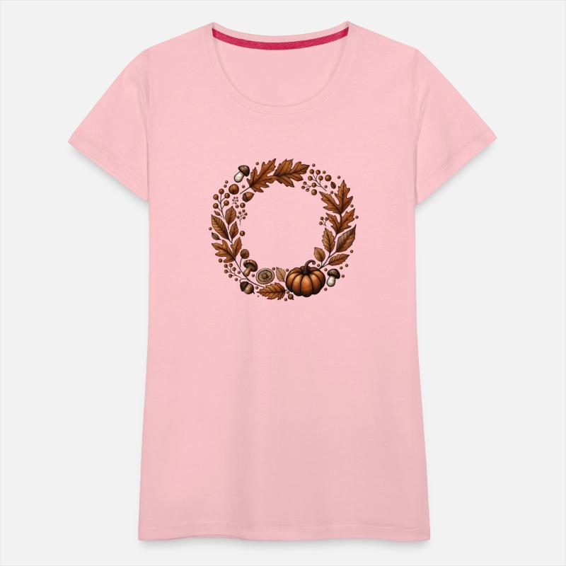 warm autumn wreath with leaves,mushrooms & pumpkin