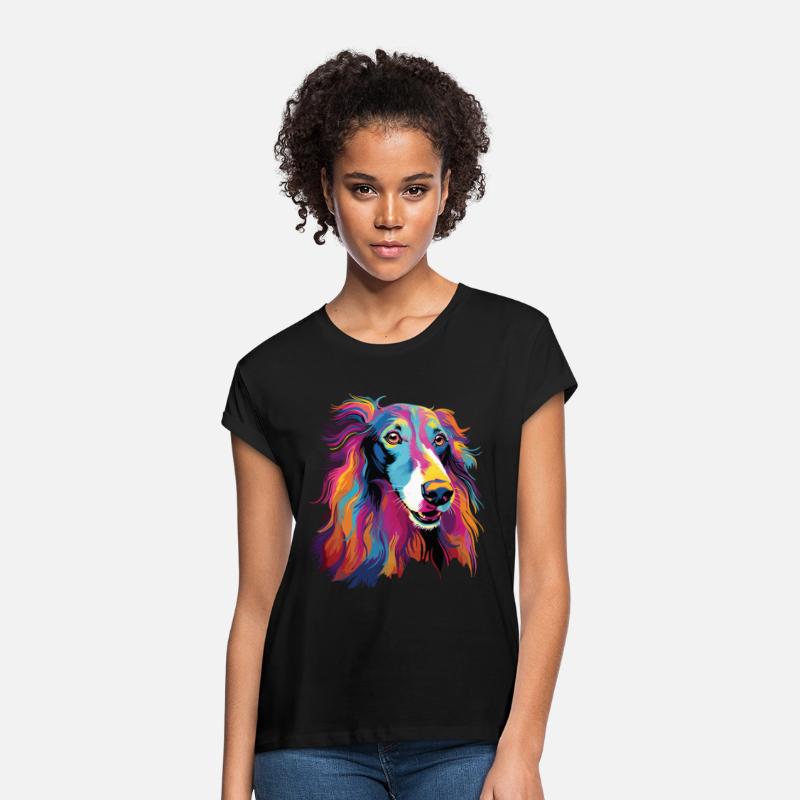 Watercolor Colorful Russian Greyhound