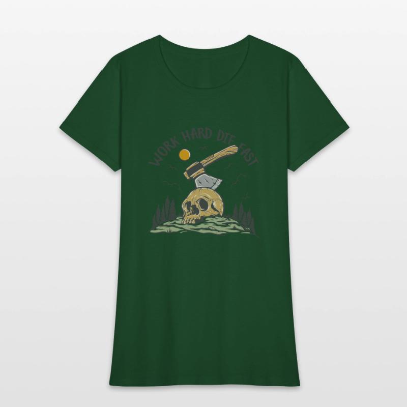 Work Hard Die Fast Skull Ax